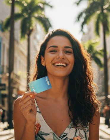 Mulher segurando cartão Neon Mulher segurando cartão Neon